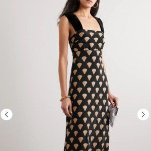 WITH TAGS NEVER WORN -- RIXO Astrid Velvet-Trimmed printed silk crepe de chine